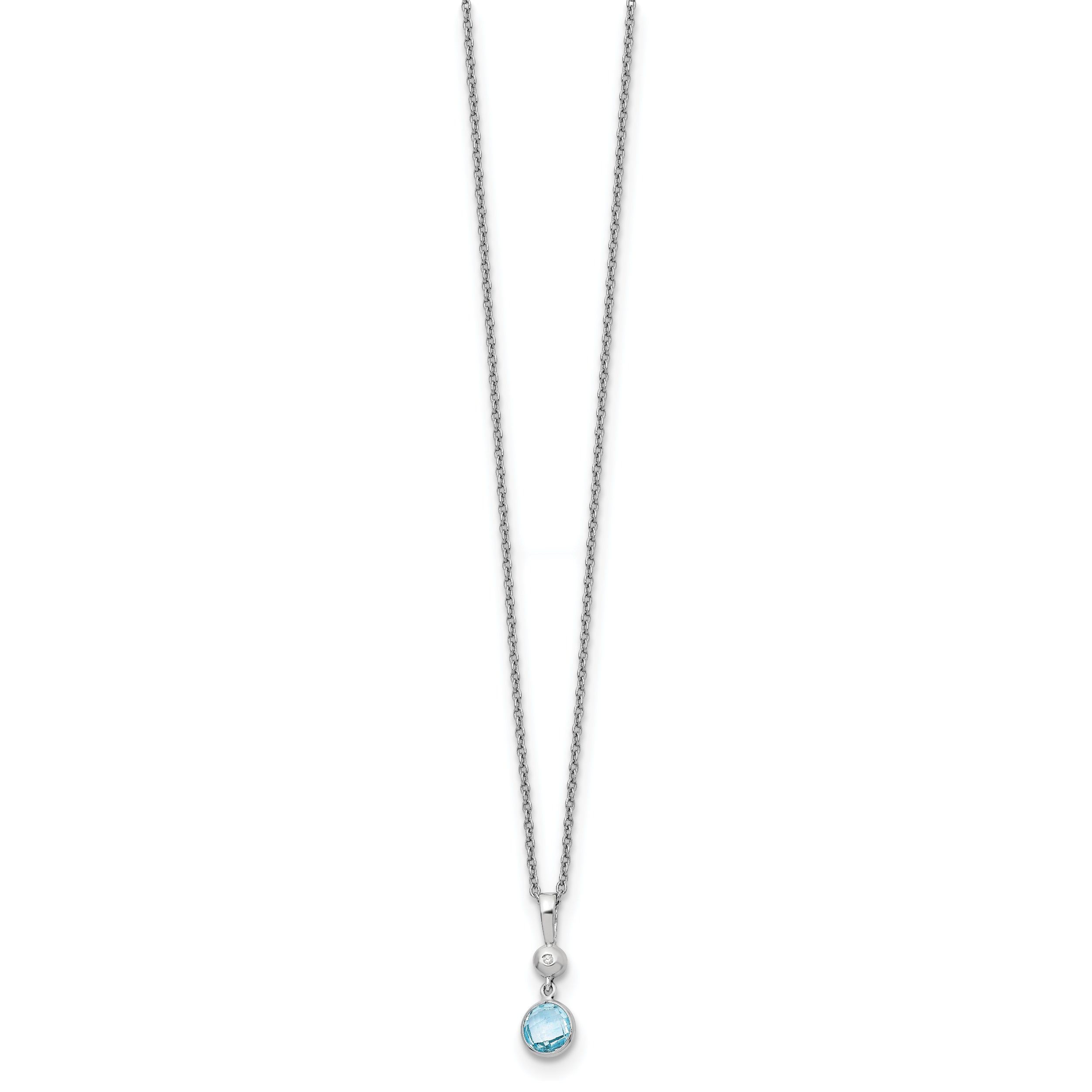 Sophia Jewelers Sterling Silver Blue Topaz and Diamond Necklace Gift Ready