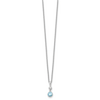 Sophia Jewelers Sterling Silver Blue Topaz and Diamond Necklace Gift Ready