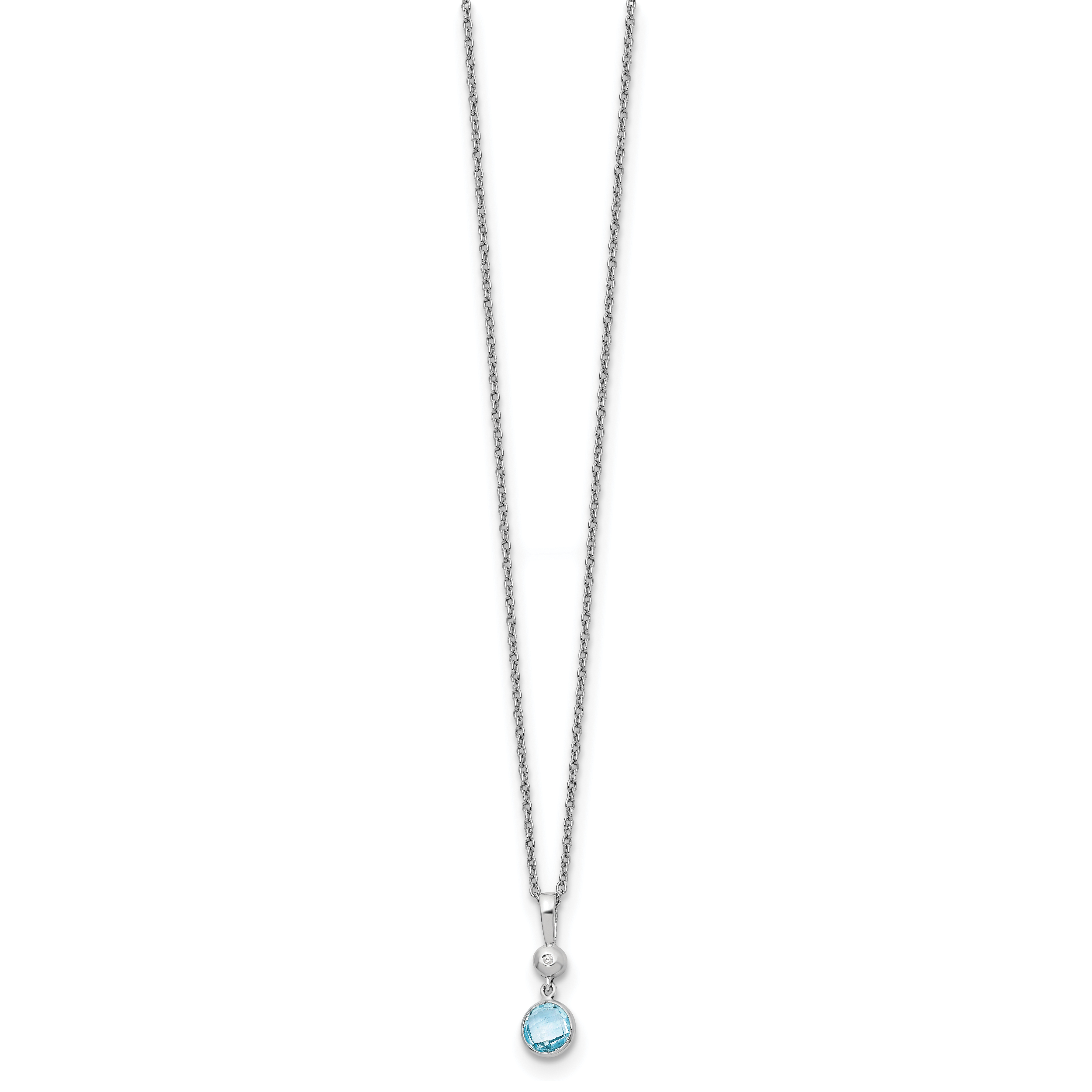 Sophia Jewelers Sterling Silver Blue Topaz and Diamond Necklace Gift Ready