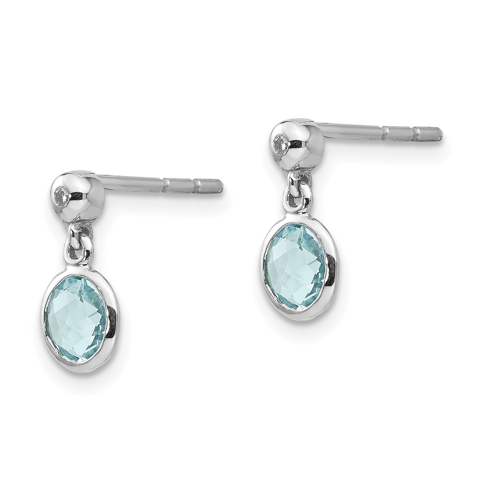 Sophia Jewelers Sterling Silver Blue Topaz Diamond Dangle Earrings Secondary image