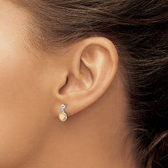 Sterling Silver RH Plated White Ice Diamond and Citrine Post Earrings