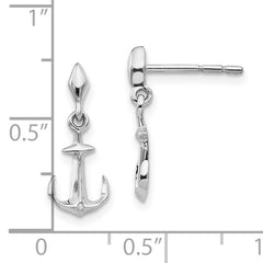 Sterling Silver Diamond Anchor Dangle Earrings Gift Ready