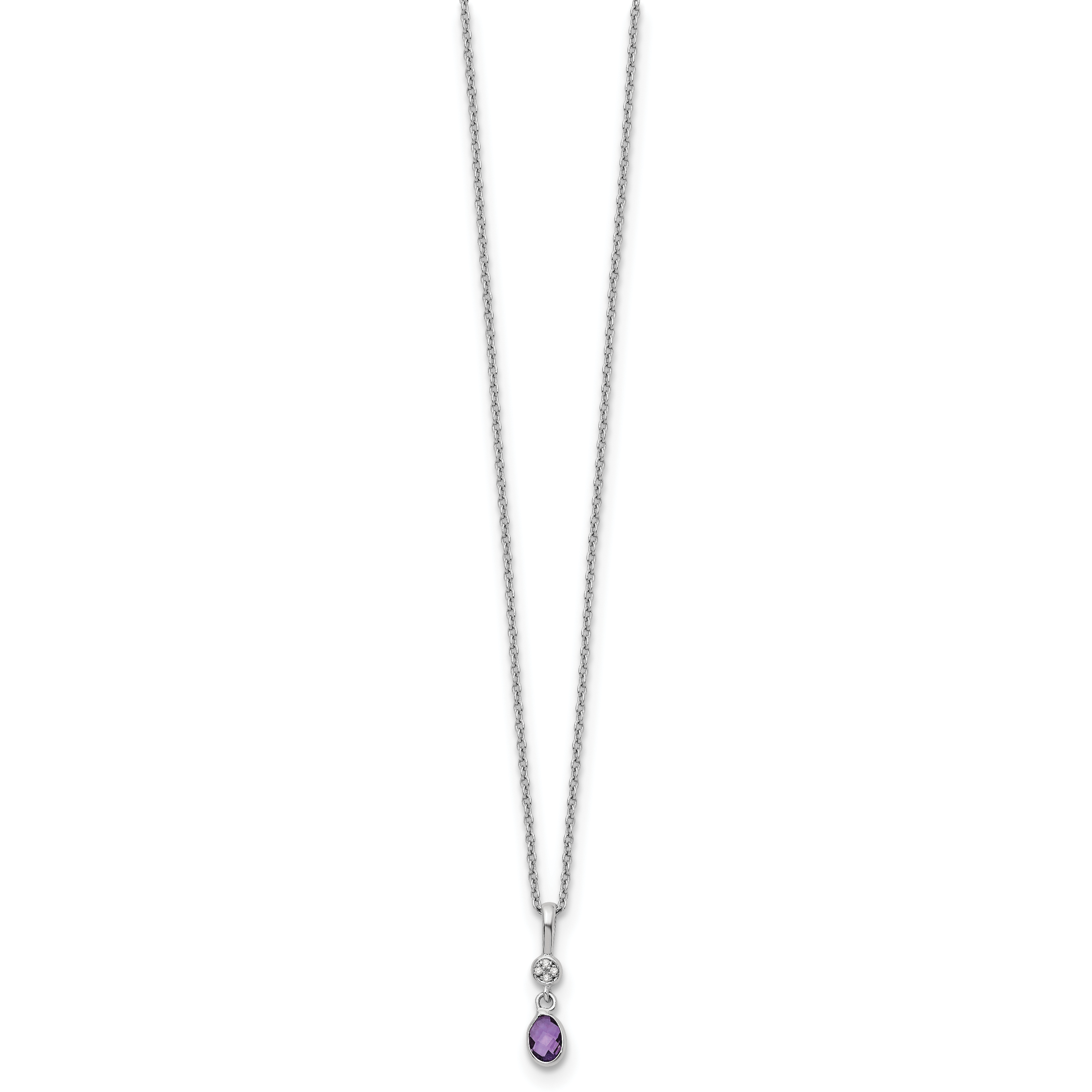 Sophia Jewelers Sterling Silver Amethyst Diamond Necklace with Extender Secondary image