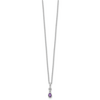 Sophia Jewelers Sterling Silver Amethyst Diamond Necklace with Extender