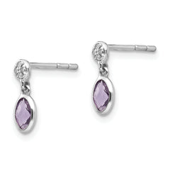 White Ice 925 Silver Amethyst & Diamond Dangle Earrings Gift Ready