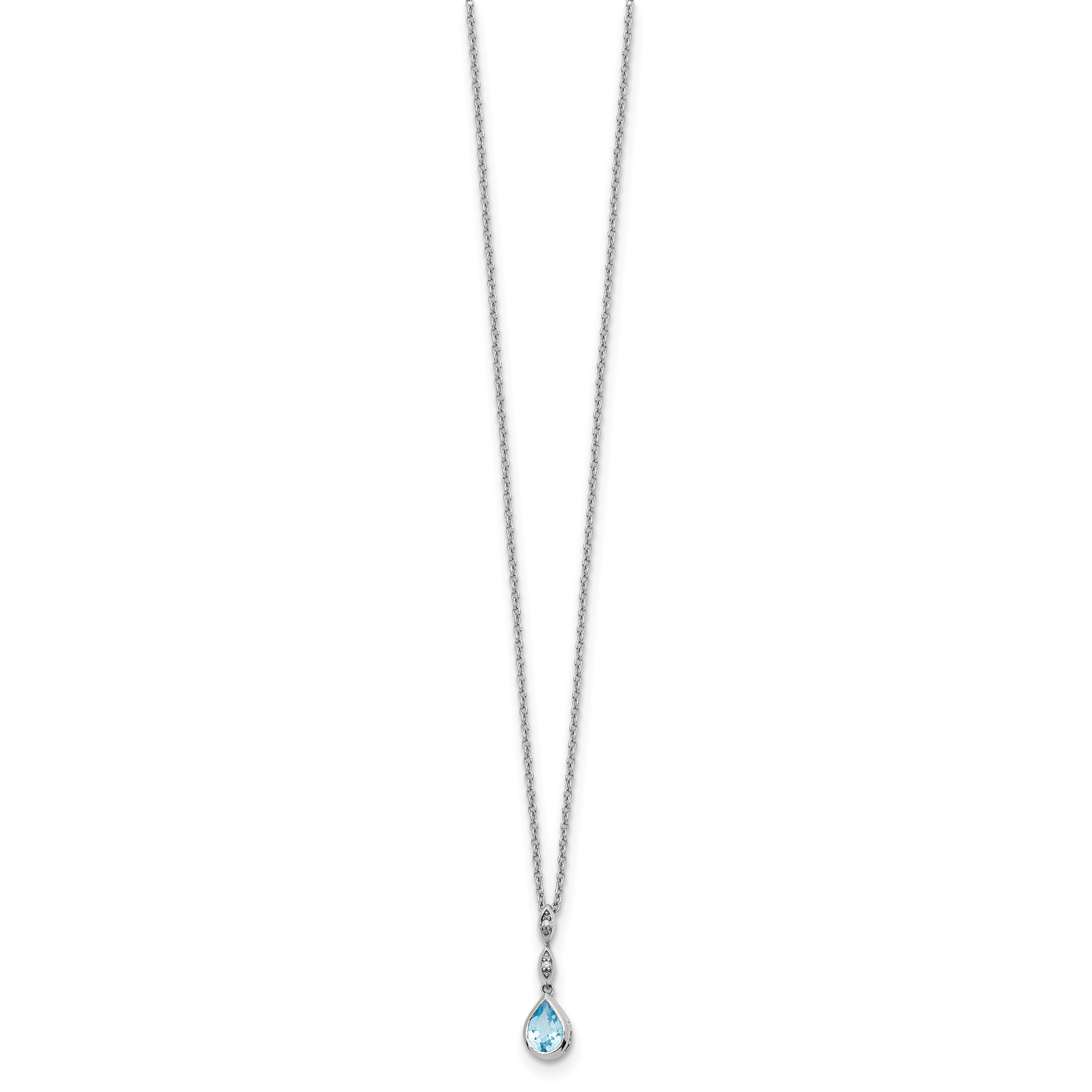 Sophia Jewelers 925 Sterling Silver Blue Topaz Diamond Teardrop Necklace Secondary image