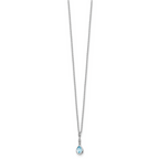 Sophia Jewelers 925 Sterling Silver Blue Topaz Diamond Teardrop Necklace