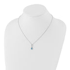 Sophia Jewelers 925 Sterling Silver Blue Topaz Diamond Teardrop Necklace