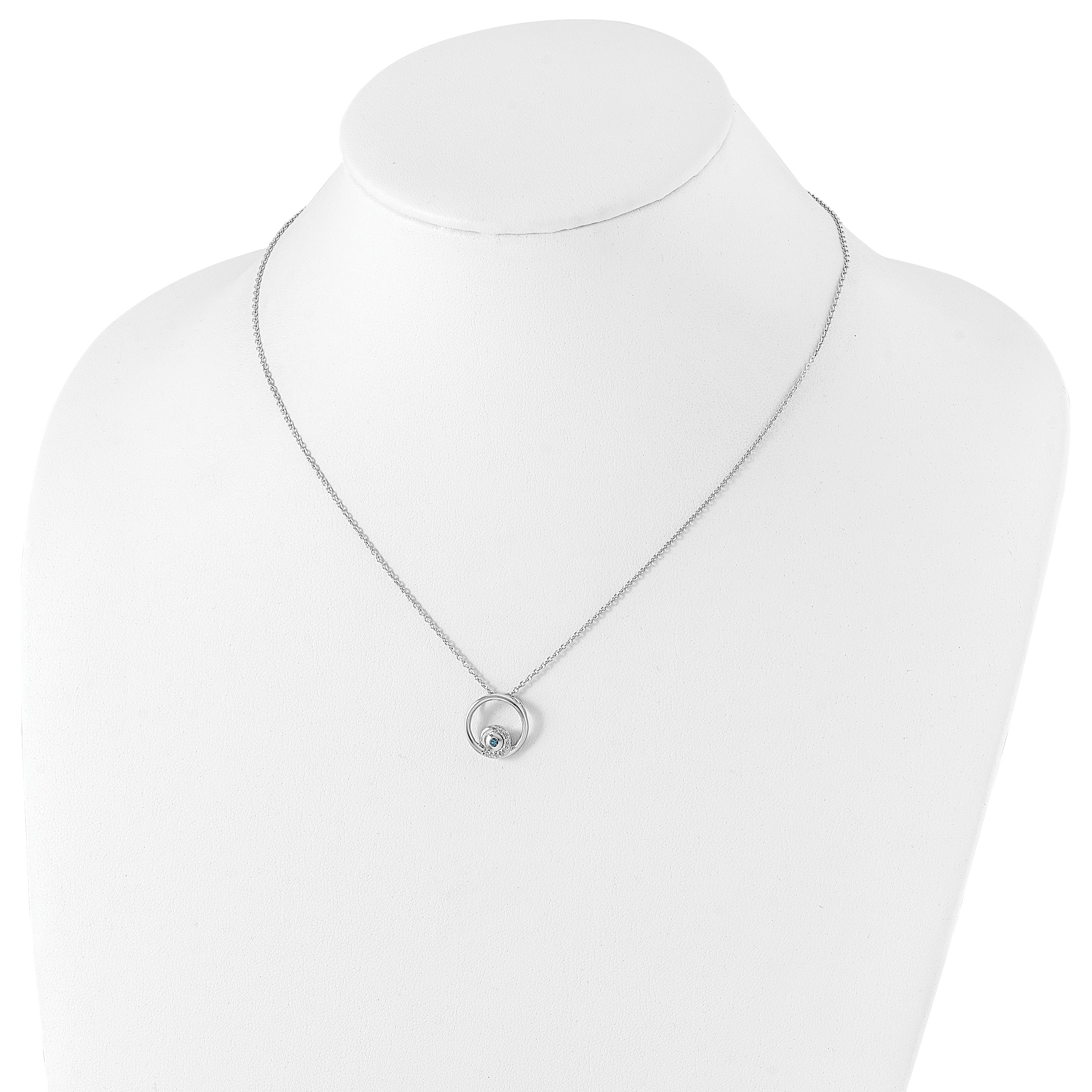 Sophia Jewelers Sterling Silver Blue Topaz Diamond Necklace with Rhodium Finish