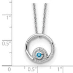 Sophia Jewelers Sterling Silver Blue Topaz Diamond Necklace with Rhodium Finish