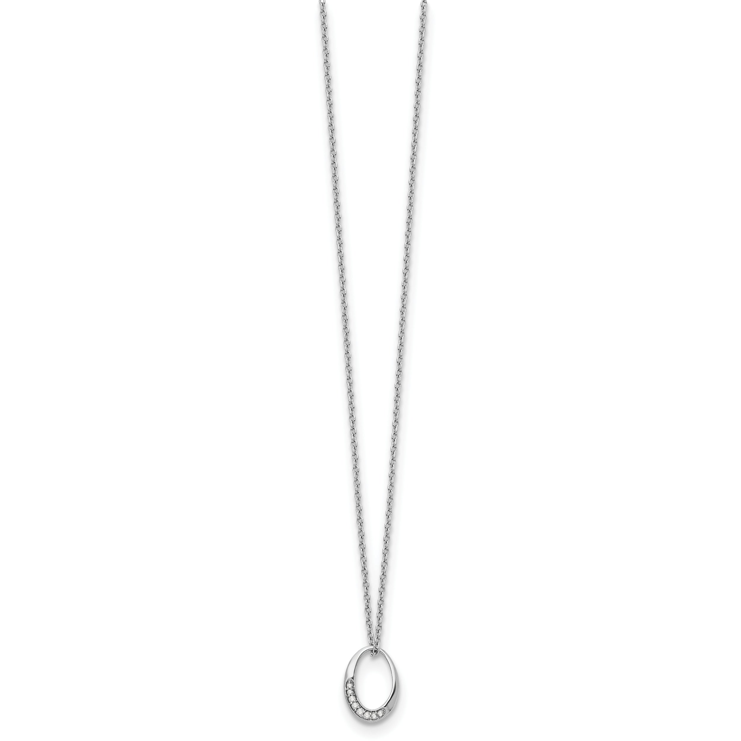 White Ice Sterling Silver Diamond Oval Necklace with Rhodium Finish