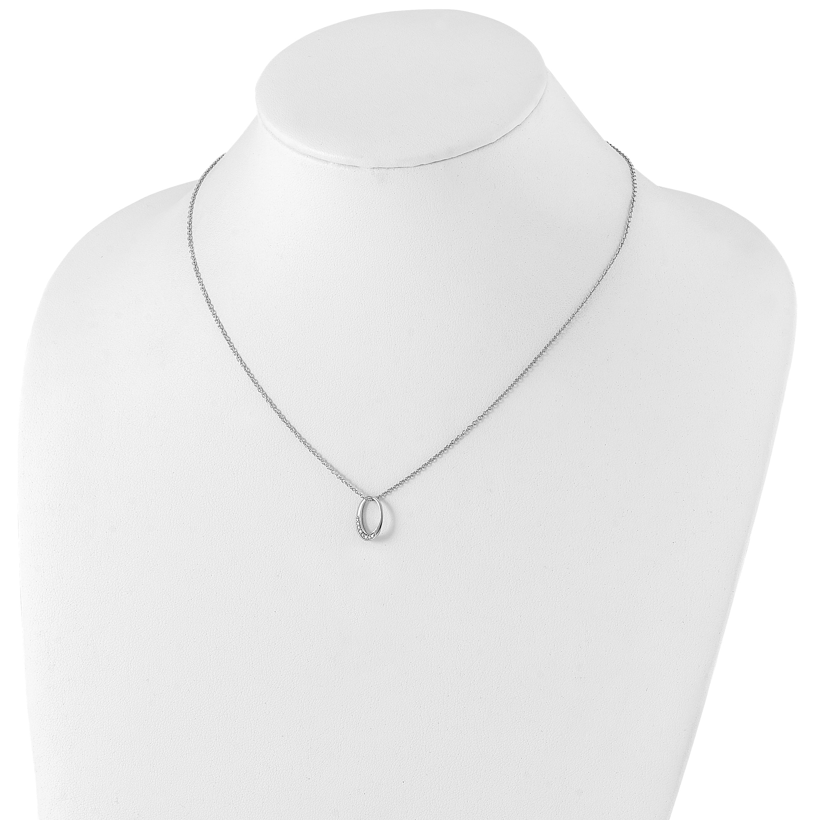 White Ice Sterling Silver Diamond Oval Necklace with Rhodium Finish