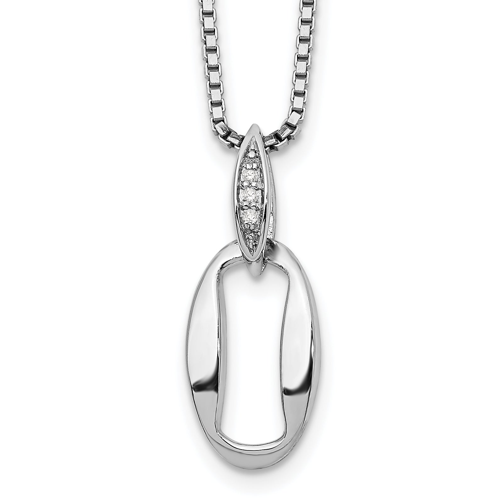 White Ice Sterling Silver Rhodium-plated 18 Inch Diamond Necklace with 2 Inch Extender Main image