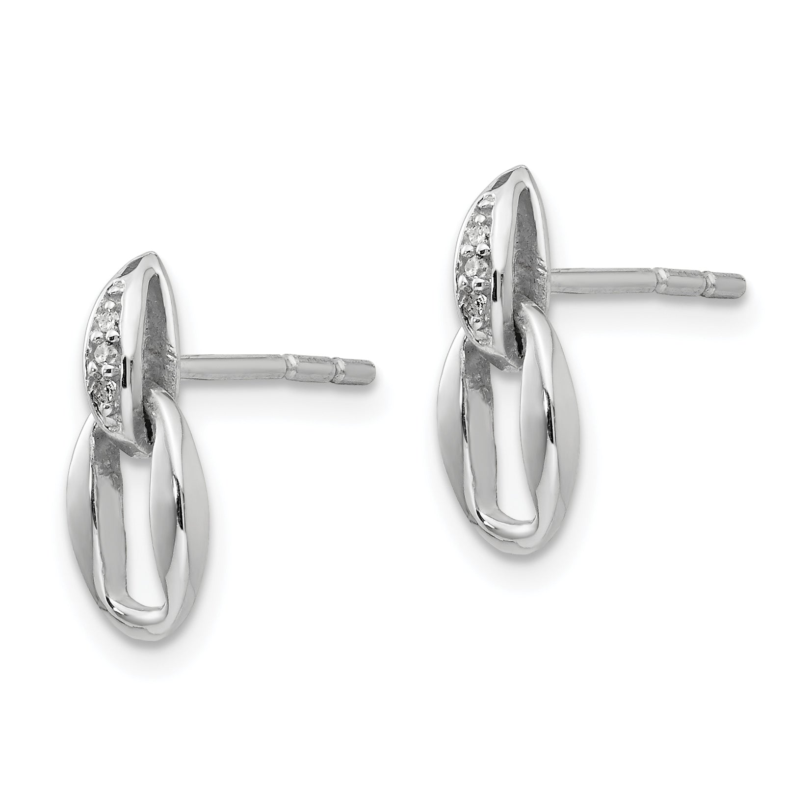 Sterling Silver Rhodium-Plated Diamond Dangle Earrings Gift Ready