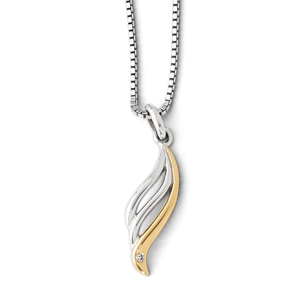 Sophia Jewelers 925 Sterling Silver Diamond Necklace with Gold Plating and Gift Box