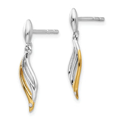 White Ice Sterling Silver Rhodium-plated Gold-plated Diamond Post Dangle Earrings