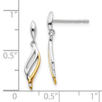 Sterling Silver Two Tone Diamond Dangle Earrings with Polished Rhodium Finish