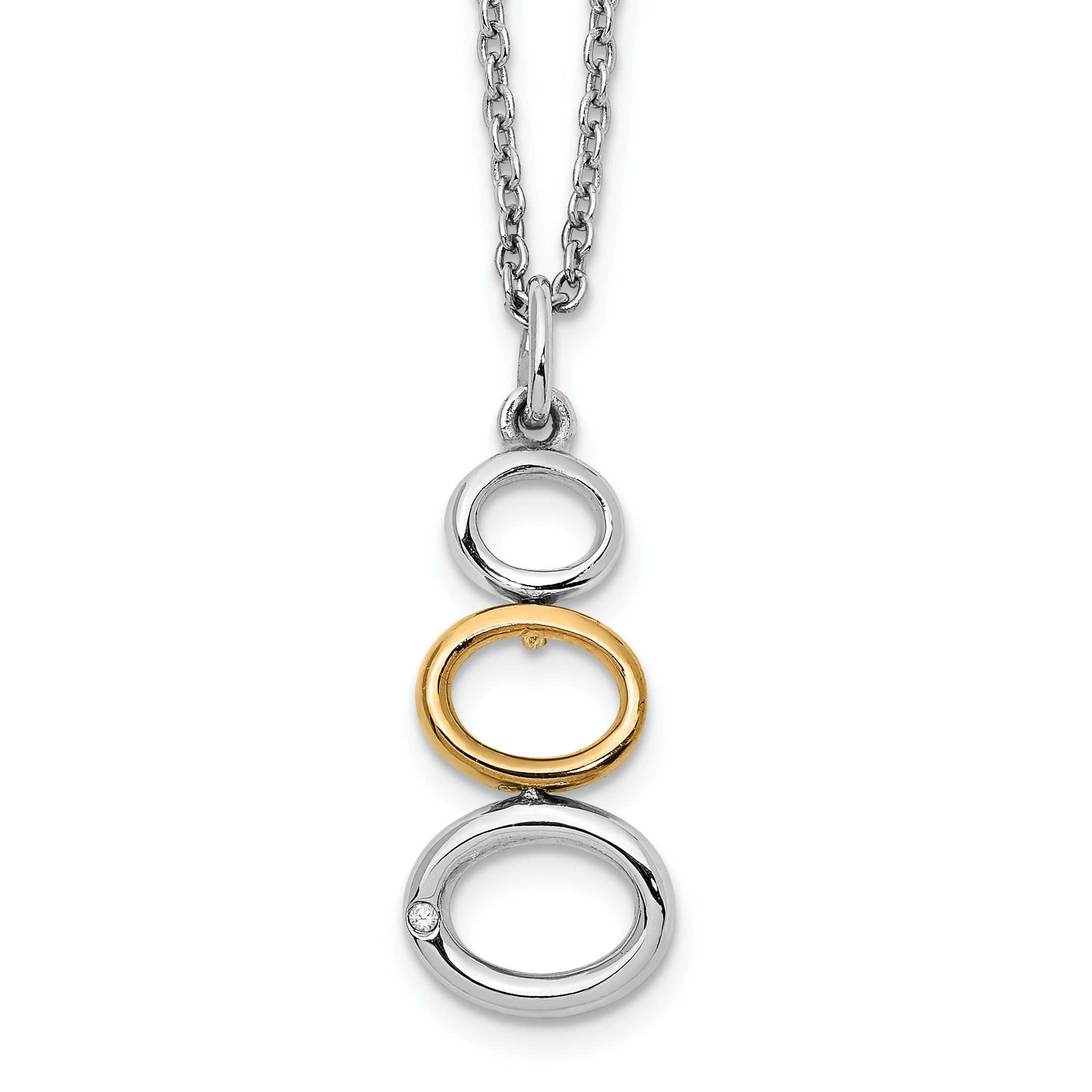 White Ice Sterling Silver Rhodium-plated Gold-tone 18 Inch Diamond Necklace with 2 Inch Extender Main image
