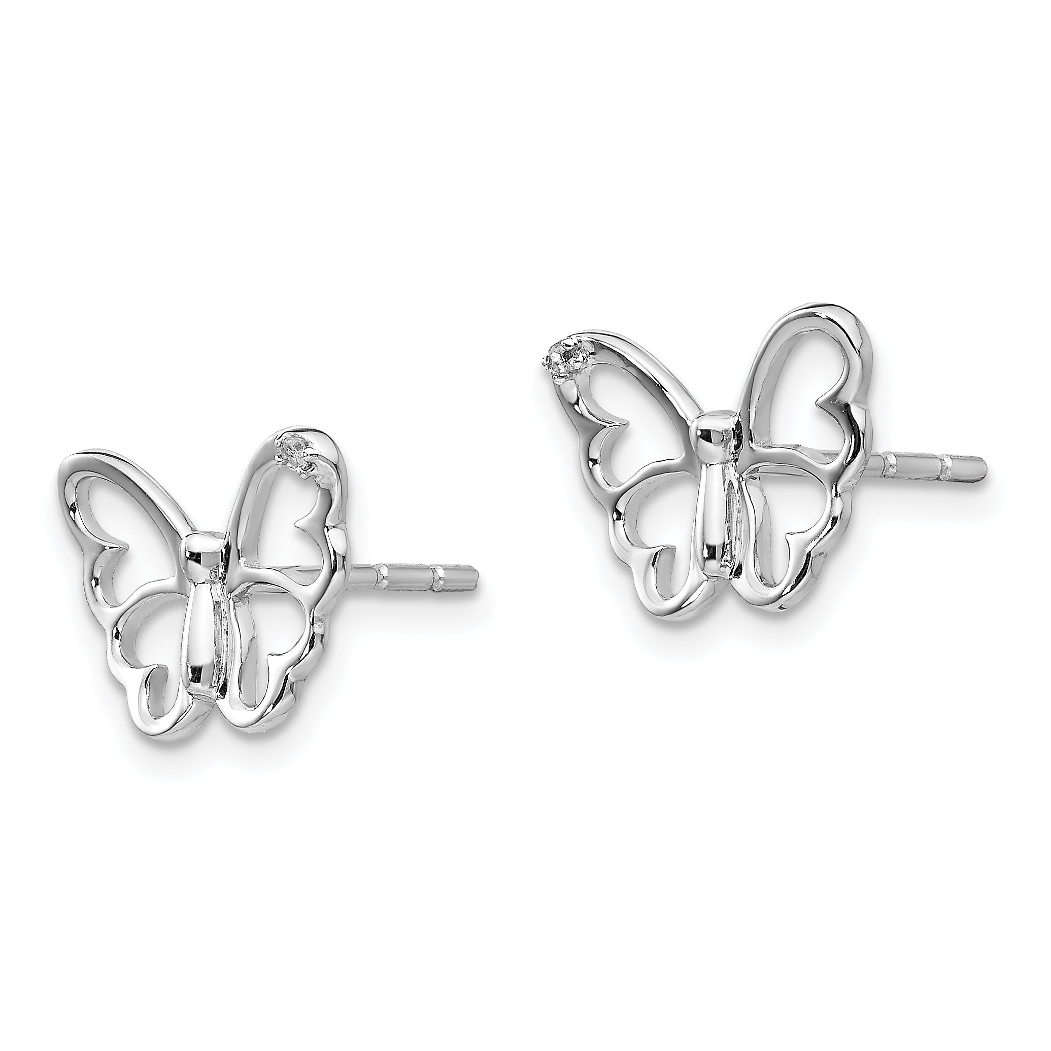 Sophia Jewelers Sterling Silver Diamond Butterfly Earrings with Rhodium Finish Secondary image