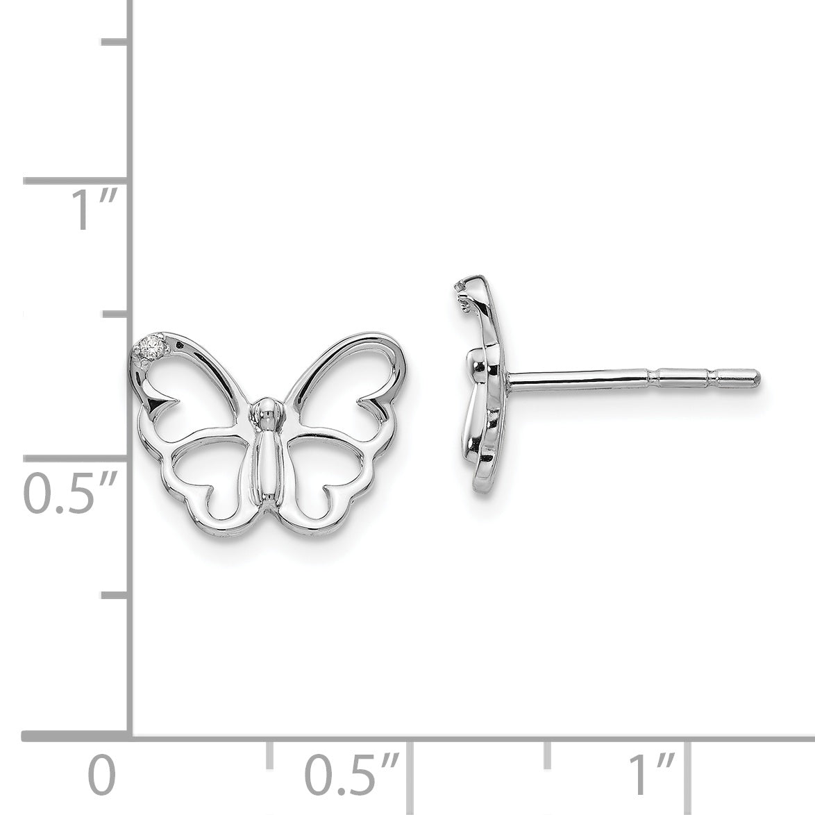 Sophia Jewelers Sterling Silver Diamond Butterfly Earrings with Rhodium Finish