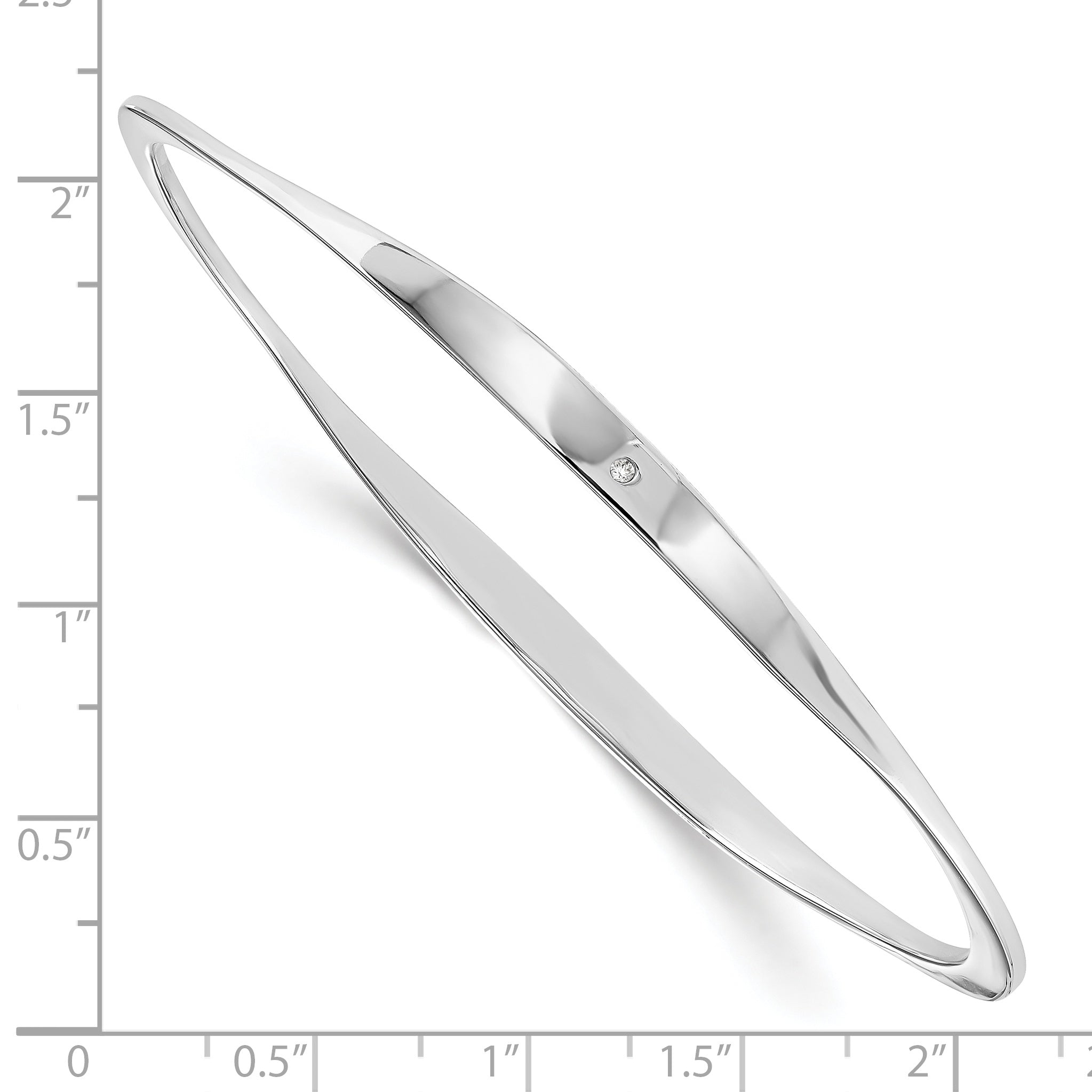 White Ice Sterling Silver Diamond Bangle with Polished Rhodium Finish Secondary image