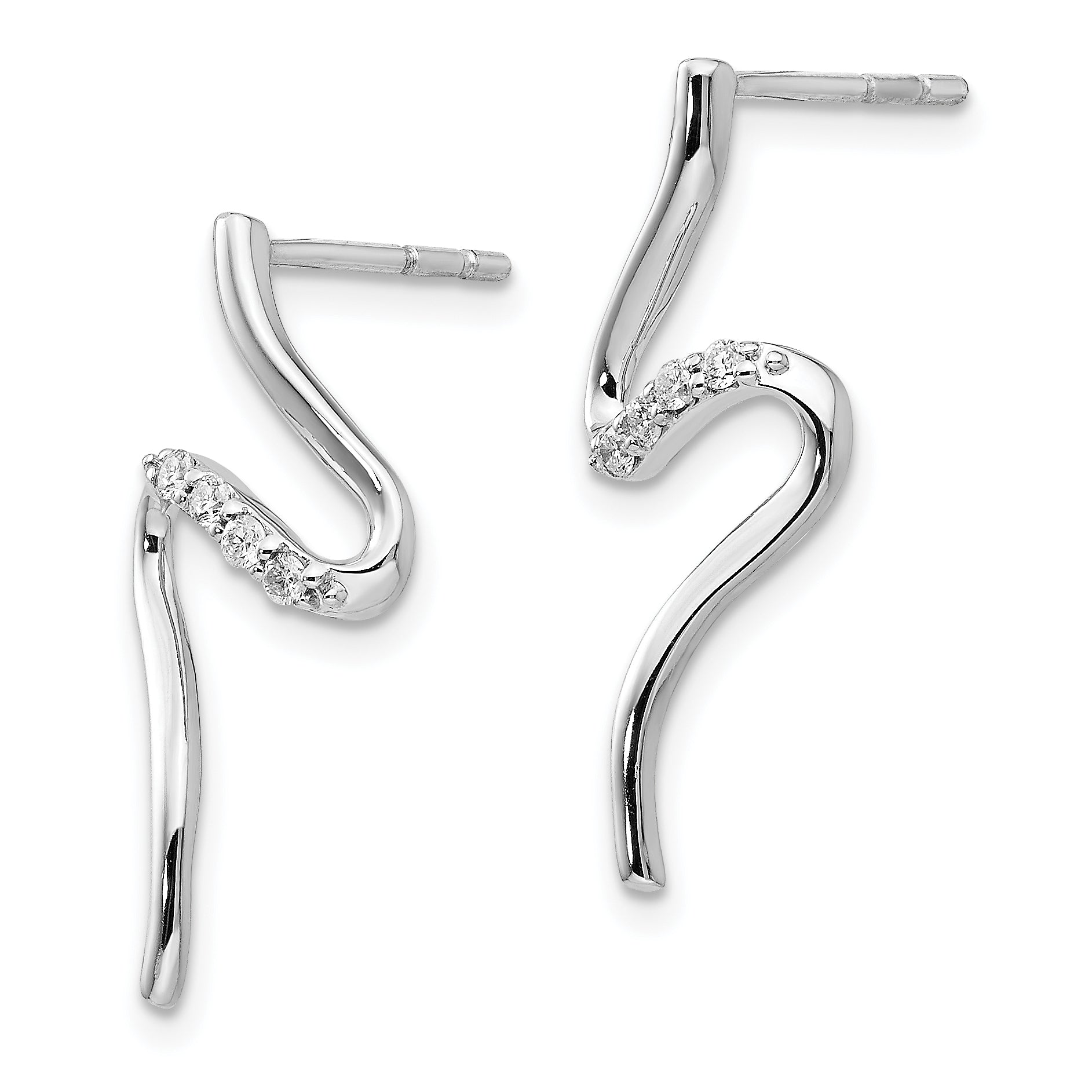 Sophia Jewelers Sterling Silver Diamond Dangle Earrings with Rhodium Finish Secondary image