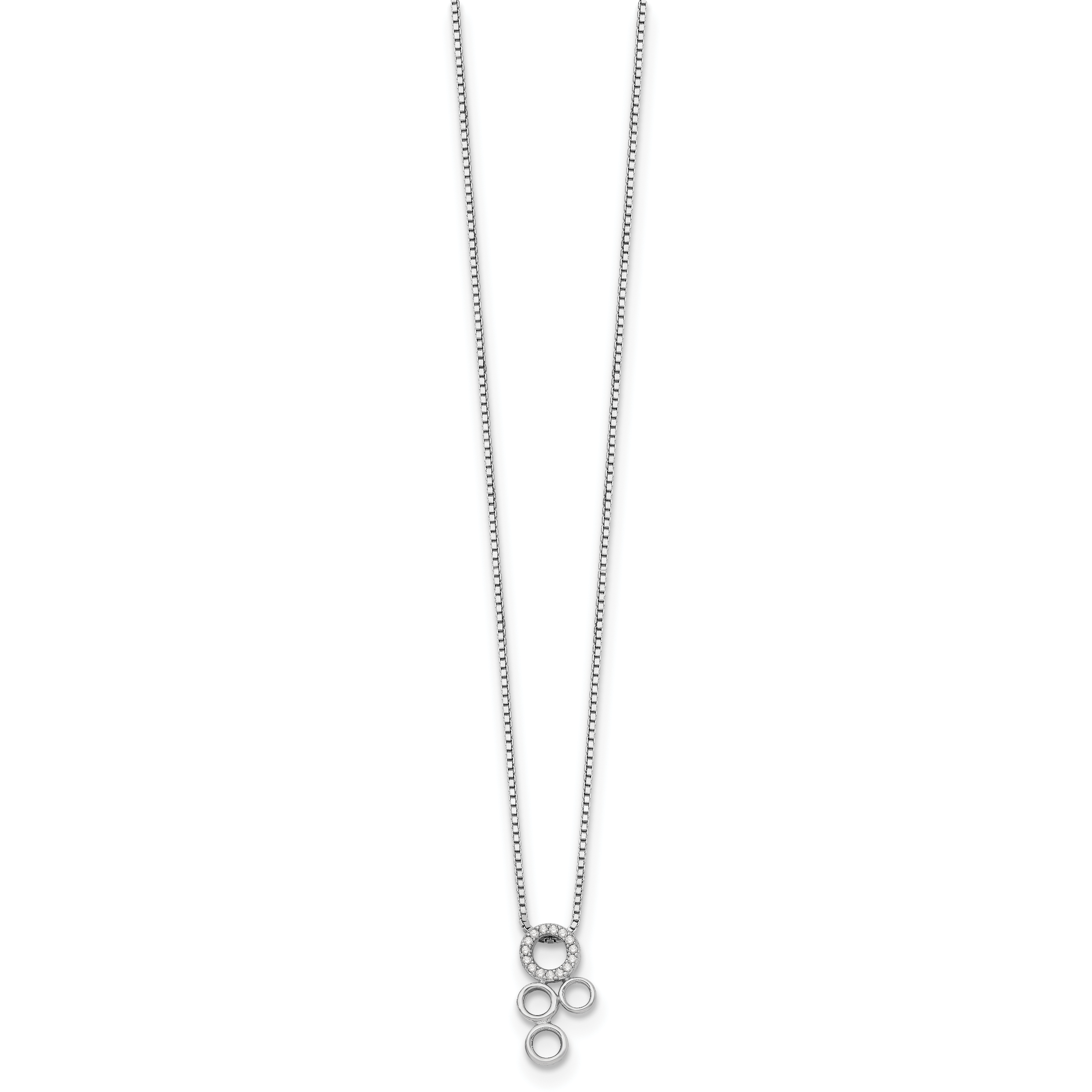 White Ice Sterling Silver Diamond Circle Pendant Necklace with Extender Secondary image