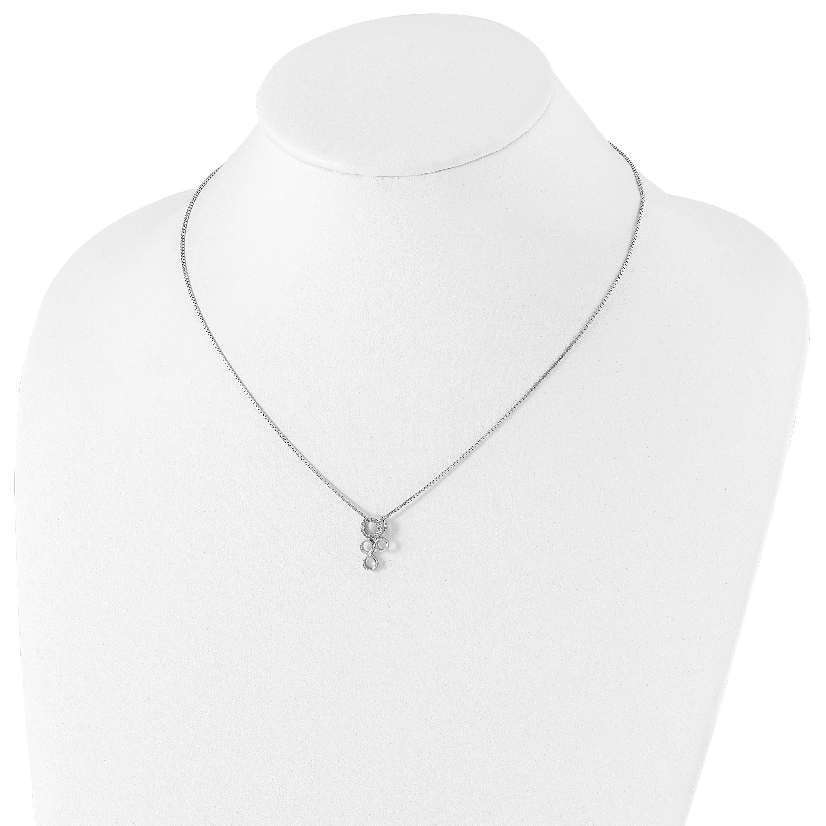 White Ice Sterling Silver Diamond Circle Pendant Necklace with Extender