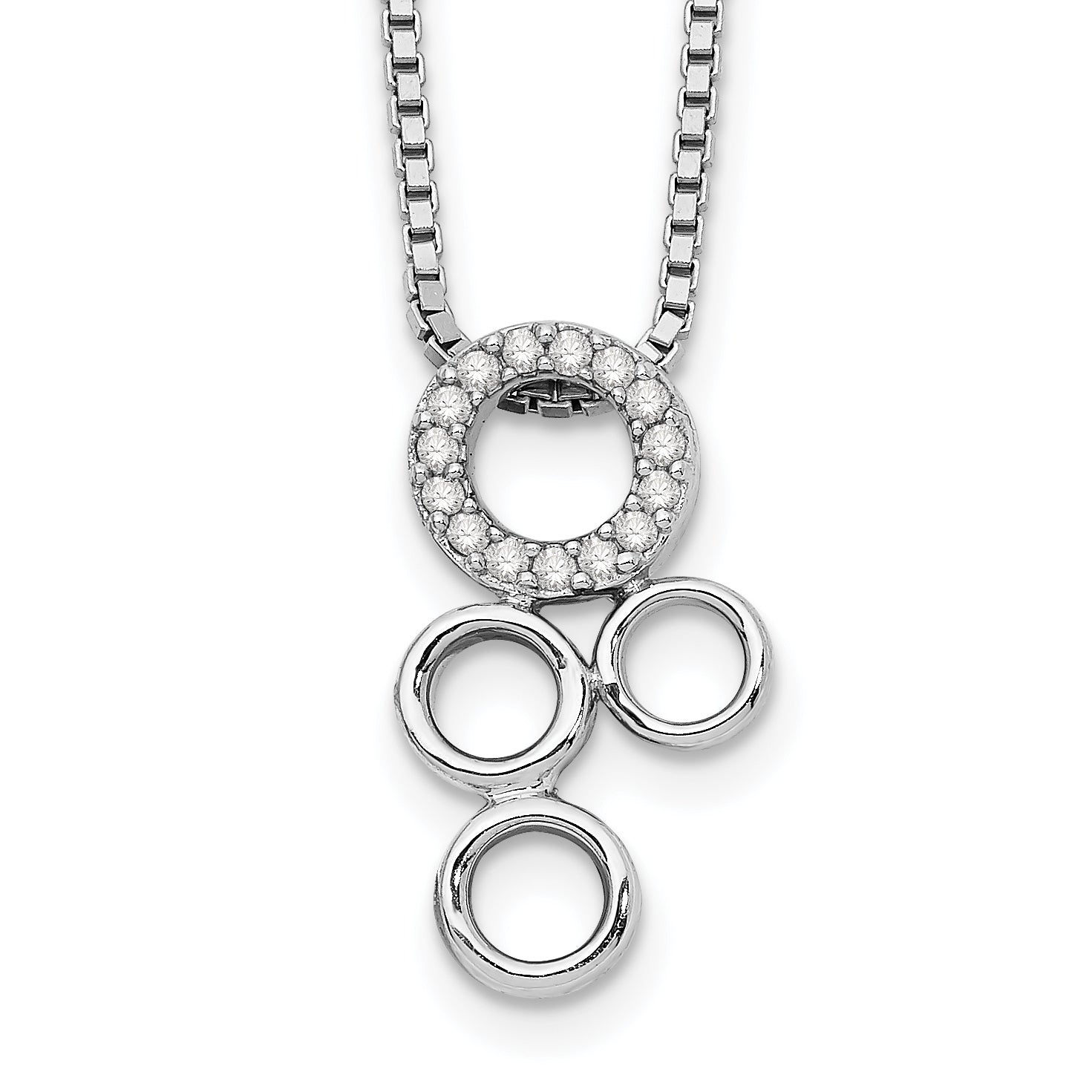 White Ice Sterling Silver Rhodium-plated 18 Inch Diamond Circles Slide Pendant Necklace with 2 Inch Extender Main image