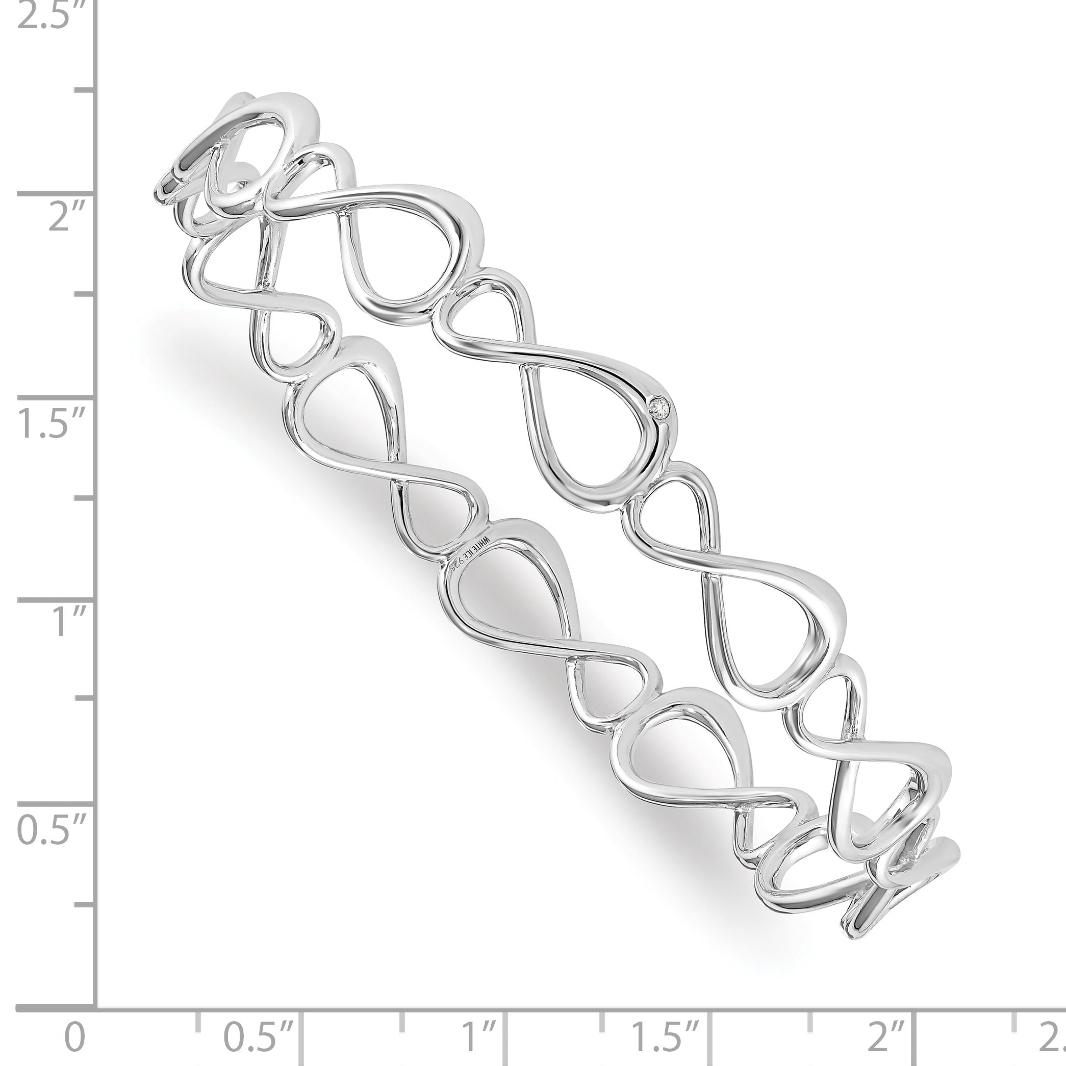 Sophia Jewelers 925 Sterling Silver Diamond Infinity Bangle Polished Gift Ready