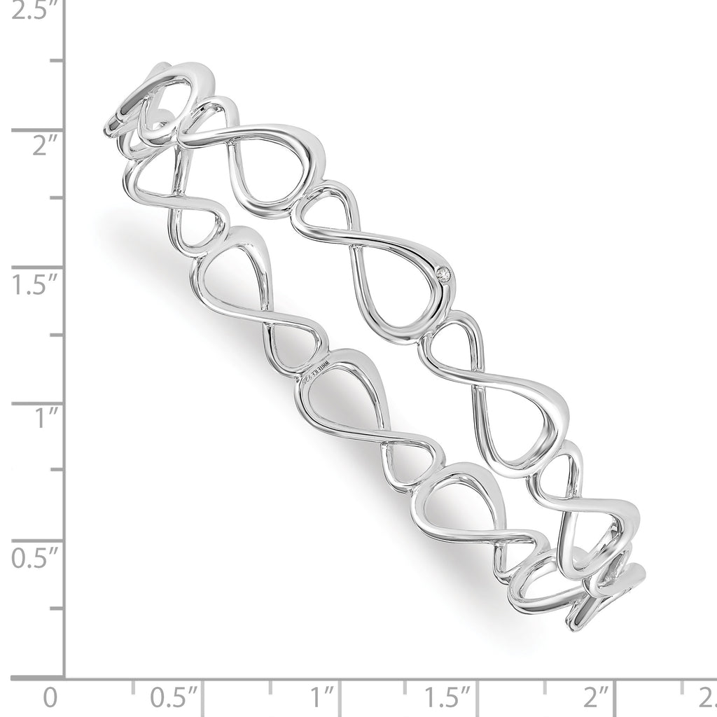 Sophia Jewelers 925 Sterling Silver Diamond Infinity Bangle Polished Gift Ready