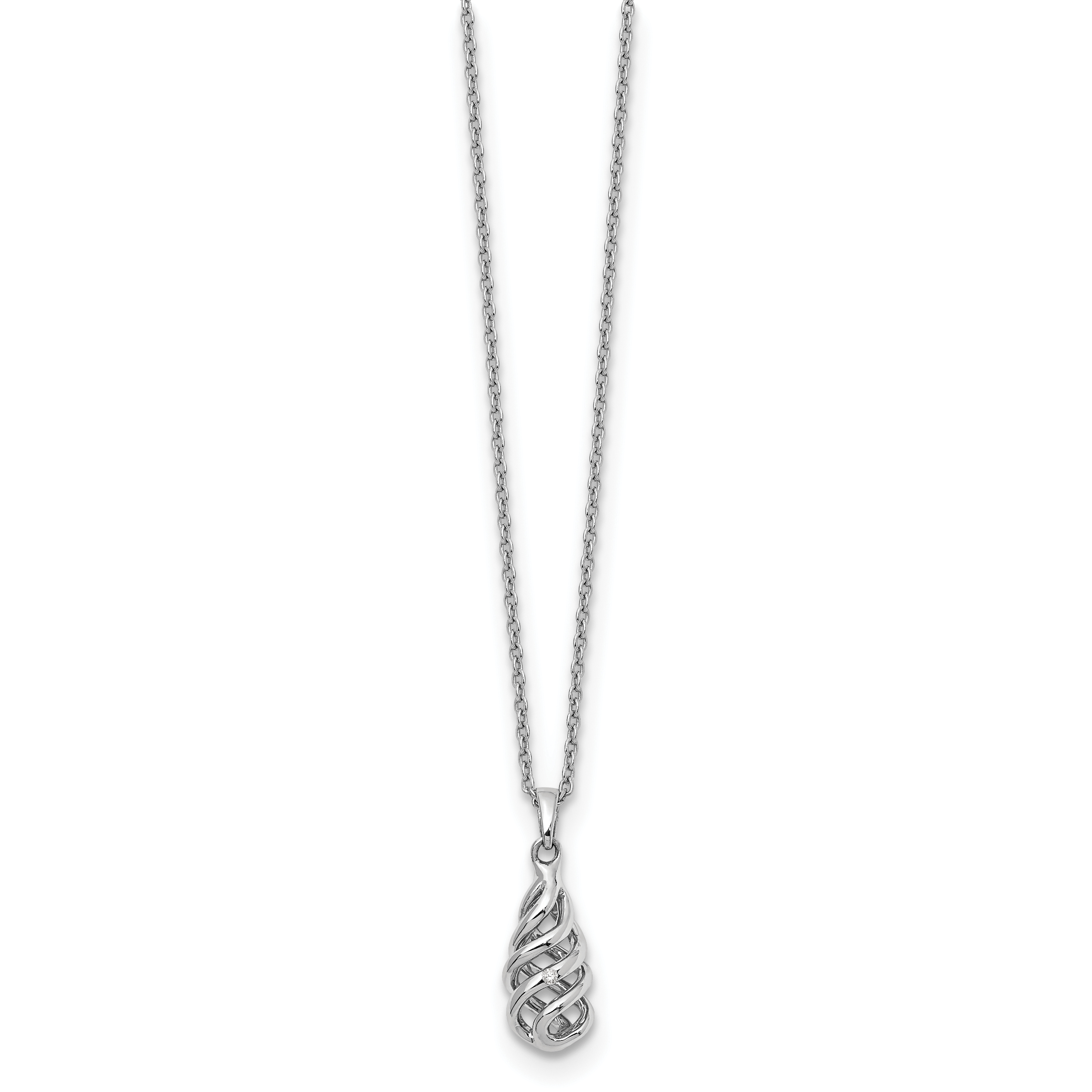 Sophia Jewelers Sterling Silver Diamond Spiral Necklace with Rhodium Finish, Gift Ready Secondary image
