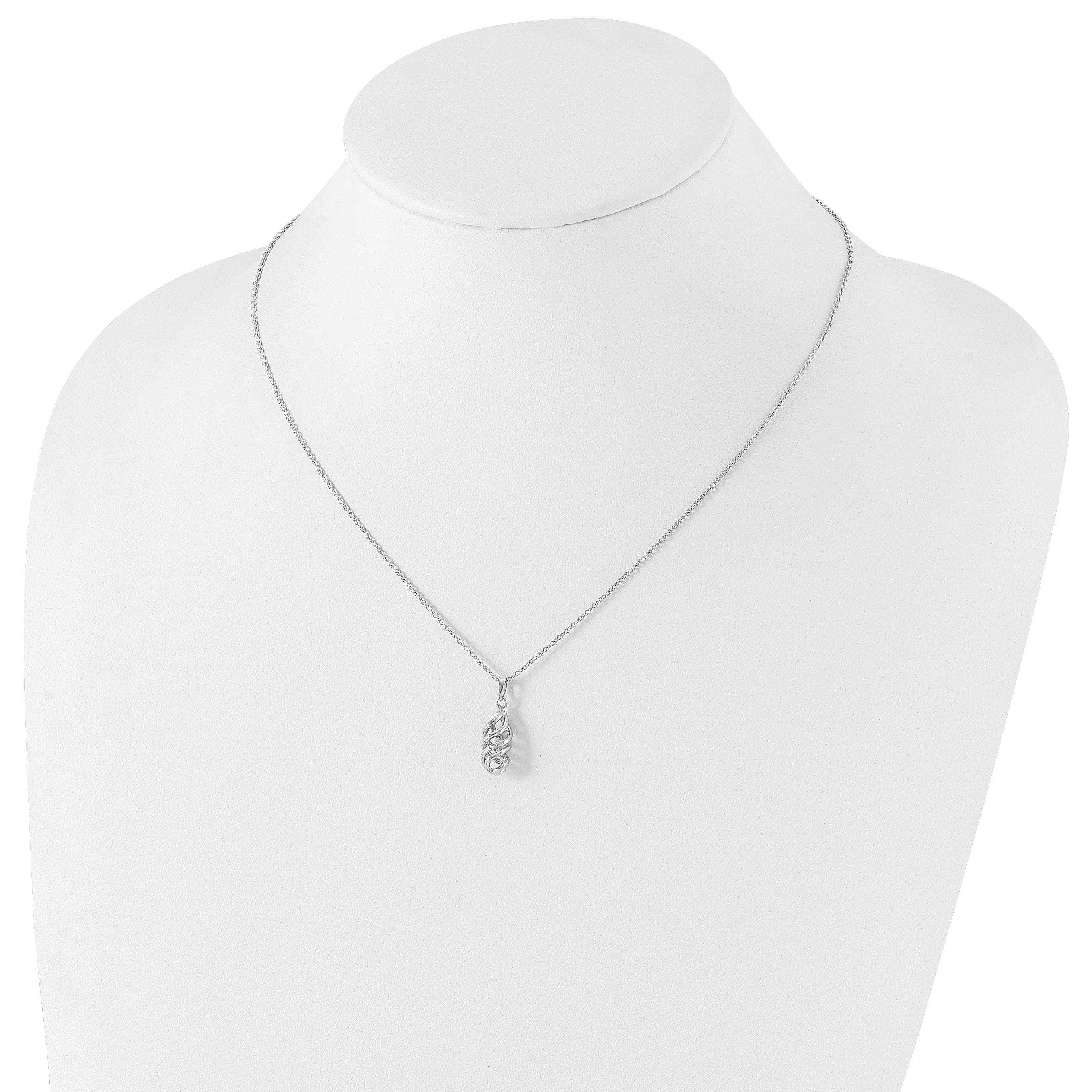 Sophia Jewelers Sterling Silver Diamond Spiral Necklace with Rhodium Finish, Gift Ready