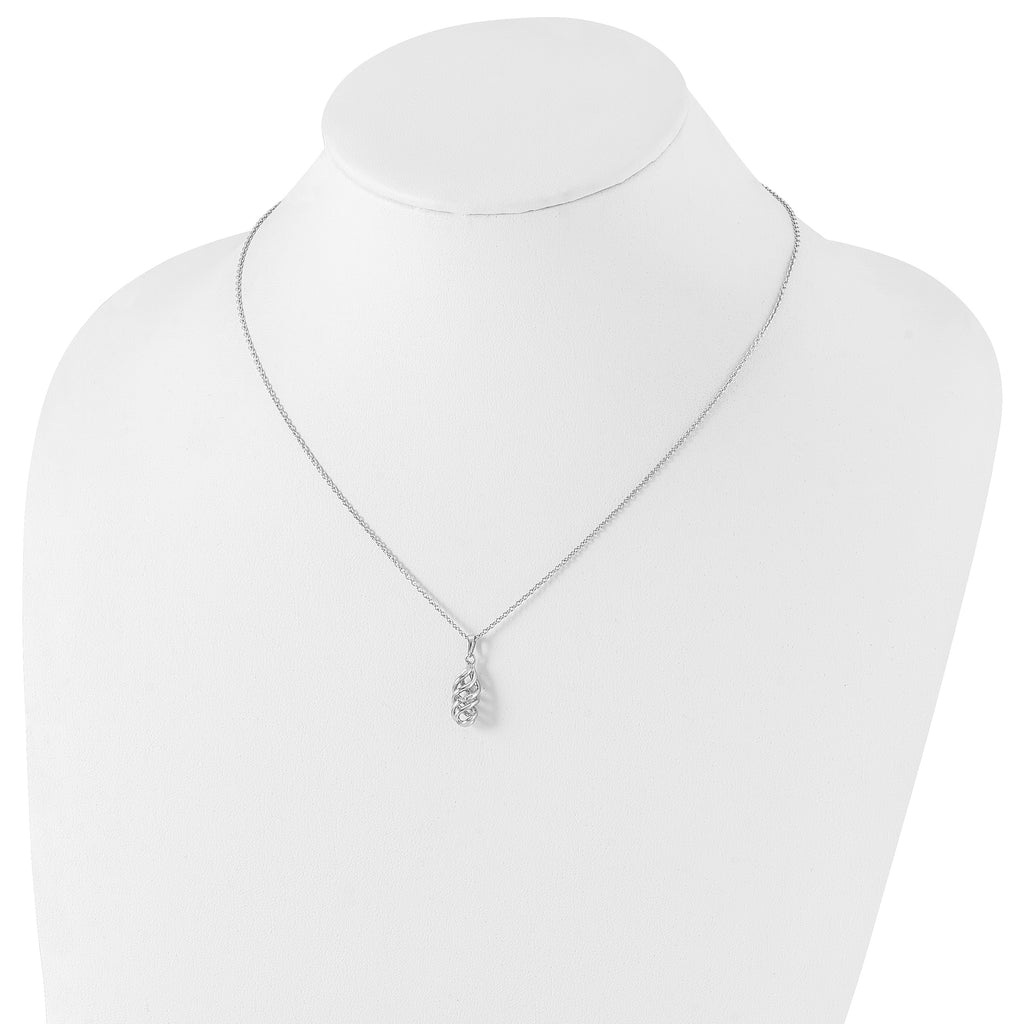 Sophia Jewelers Sterling Silver Diamond Spiral Necklace with Rhodium Finish, Gift Ready