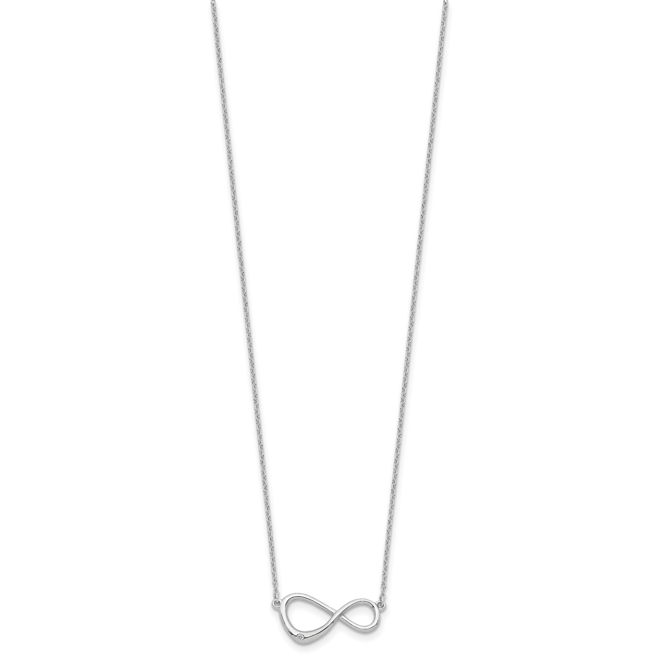 Sterling Silver Diamond Infinity Necklace with Polished Rhodium Finish Secondary image