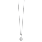 Sterling Silver Diamond Leaf Pendant Necklace with Rhodium Finish and Extender