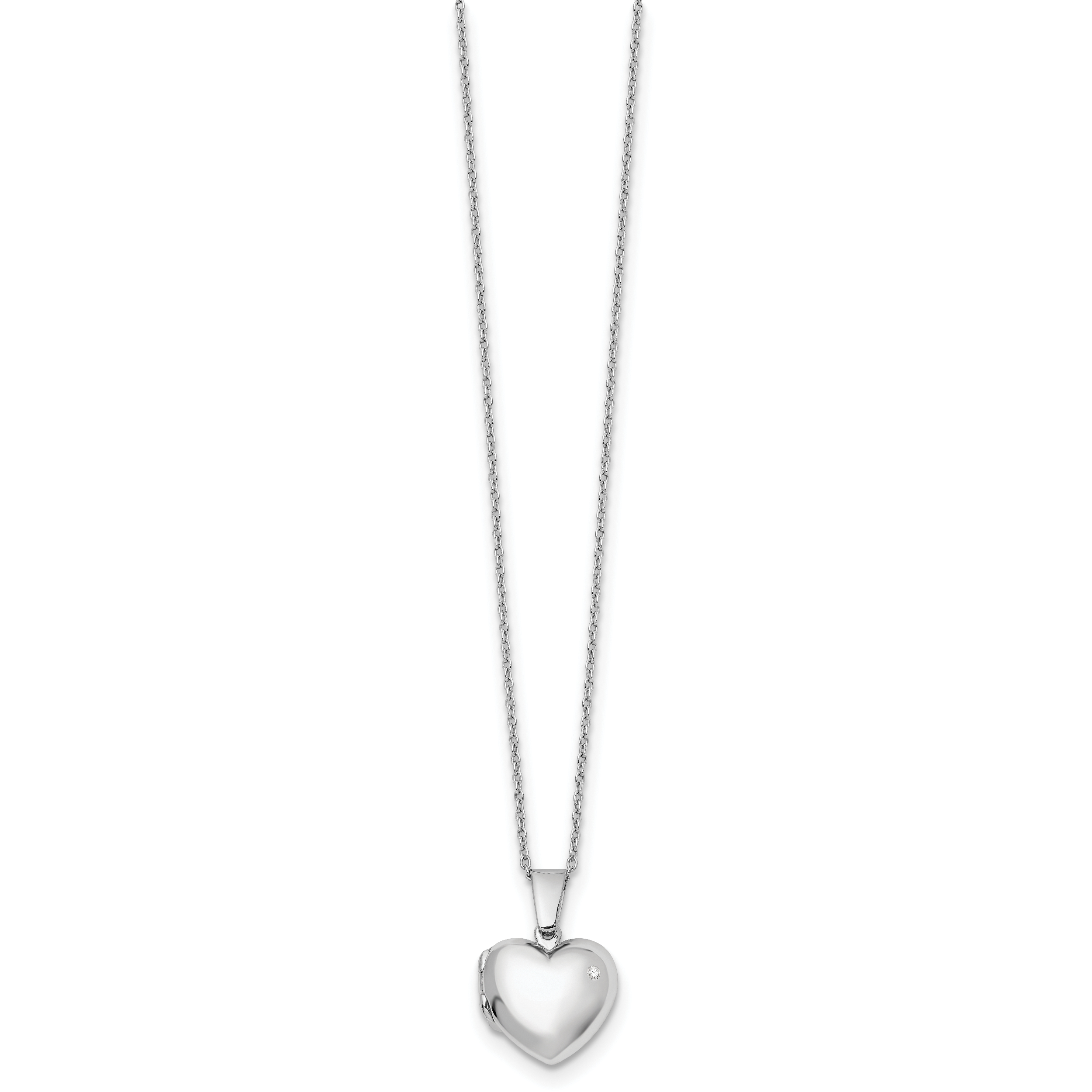 Sophia Jewelers Sterling Silver Diamond Heart Locket Necklace 18-20 Gift Ready Secondary image