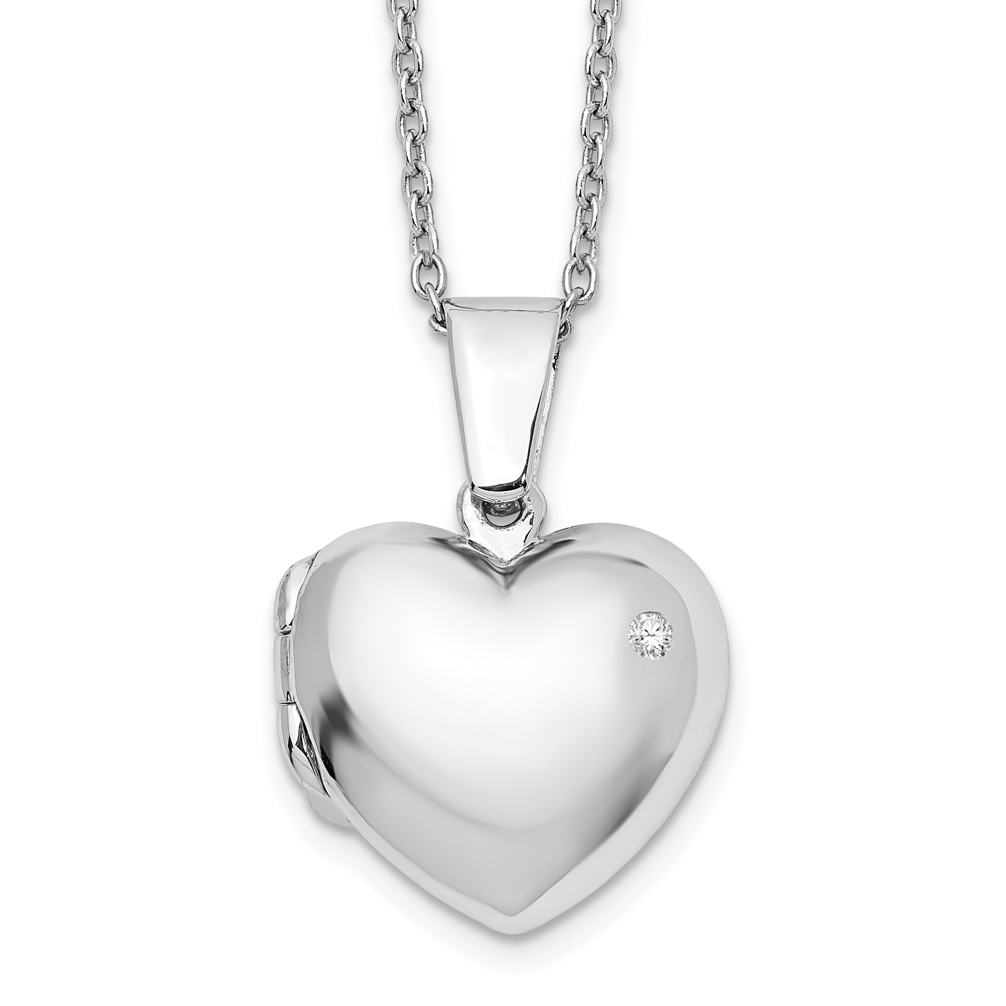 White Ice Sterling Silver Rhodium-plated 18 Inch Diamond Heart Locket Necklace with 2 Inch Extender Main image