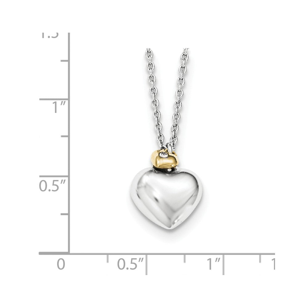 SS White Ice Diamond Gold-plated Double Heart 18in w/2IN EXT Necklace