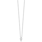 White Ice 925 Sterling Silver Diamond Cross Necklace with Rhodium Polish