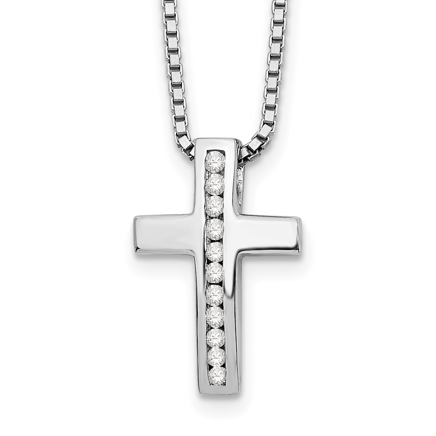 White Ice Sterling Silver Rhodium-plated 18 Inch Diamond Cross Slide Pendant Necklace with 2 Inch Extender Main image