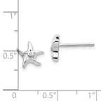 White Ice Sterling Silver Diamond Starfish Earrings with Polished Rhodium Finish