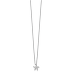 Sterling Silver Diamond Starfish Necklace with Rhodium Polish and Extender