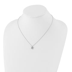 Sterling Silver Diamond Starfish Necklace with Rhodium Polish and Extender