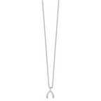 Sterling Silver Diamond Wishbone Pendant Necklace with Rhodium Polish