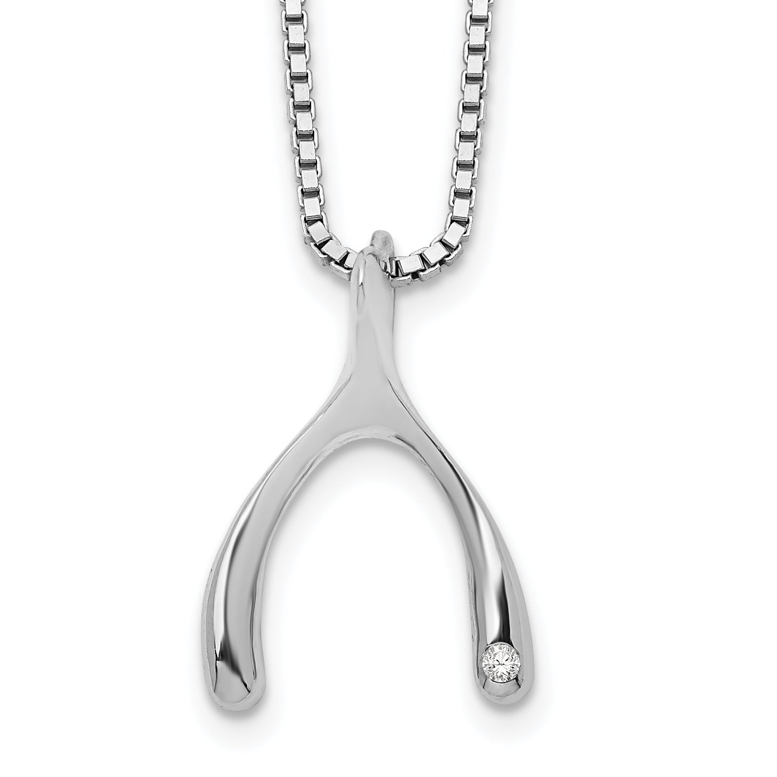 White Ice Sterling Silver Rhodium-plated 18 Inch Diamond Wishbone Slide Pendant Necklace with 2 Inch Extender Main image
