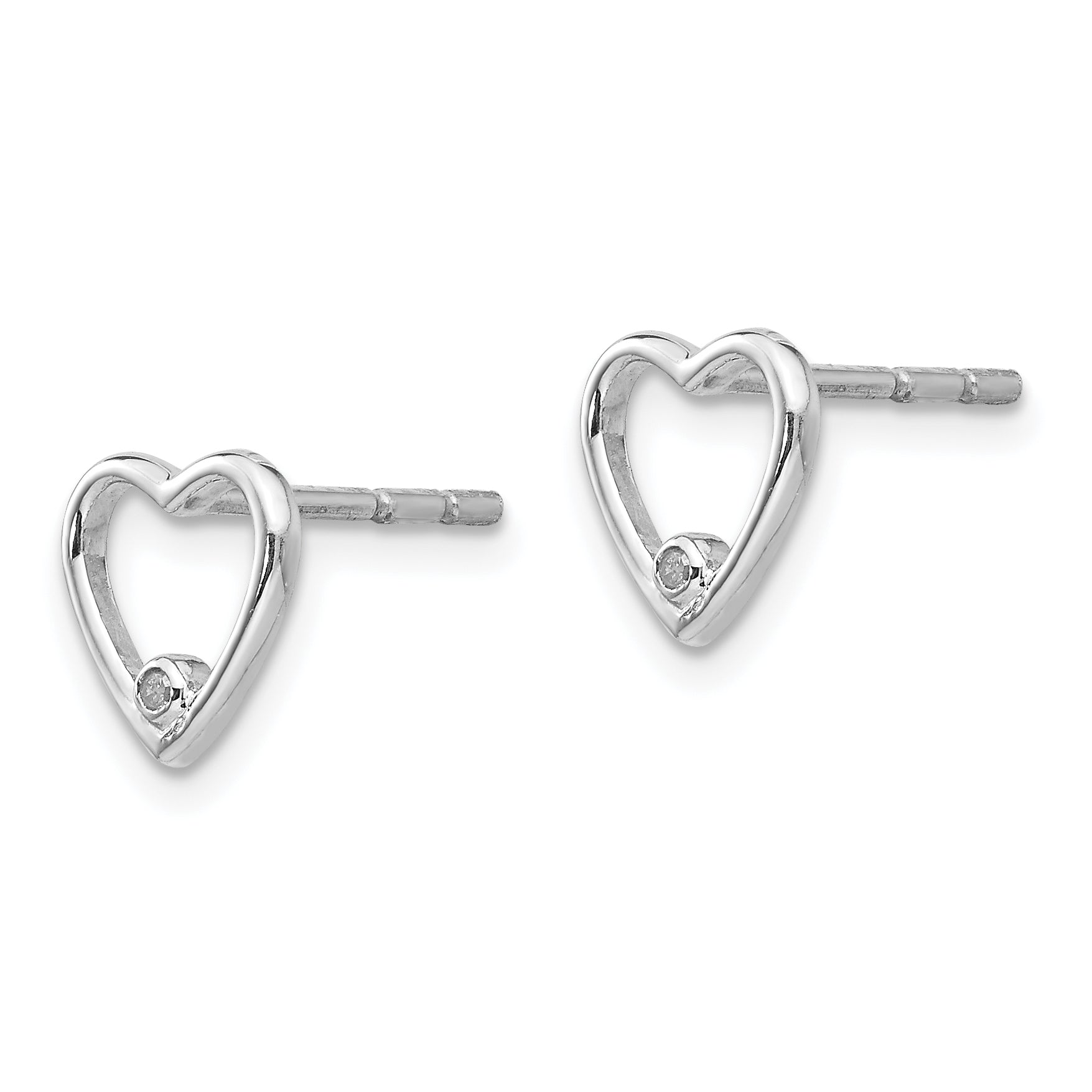 White Ice Sterling Silver Diamond Heart Earrings with Polished Rhodium Finish Secondary image