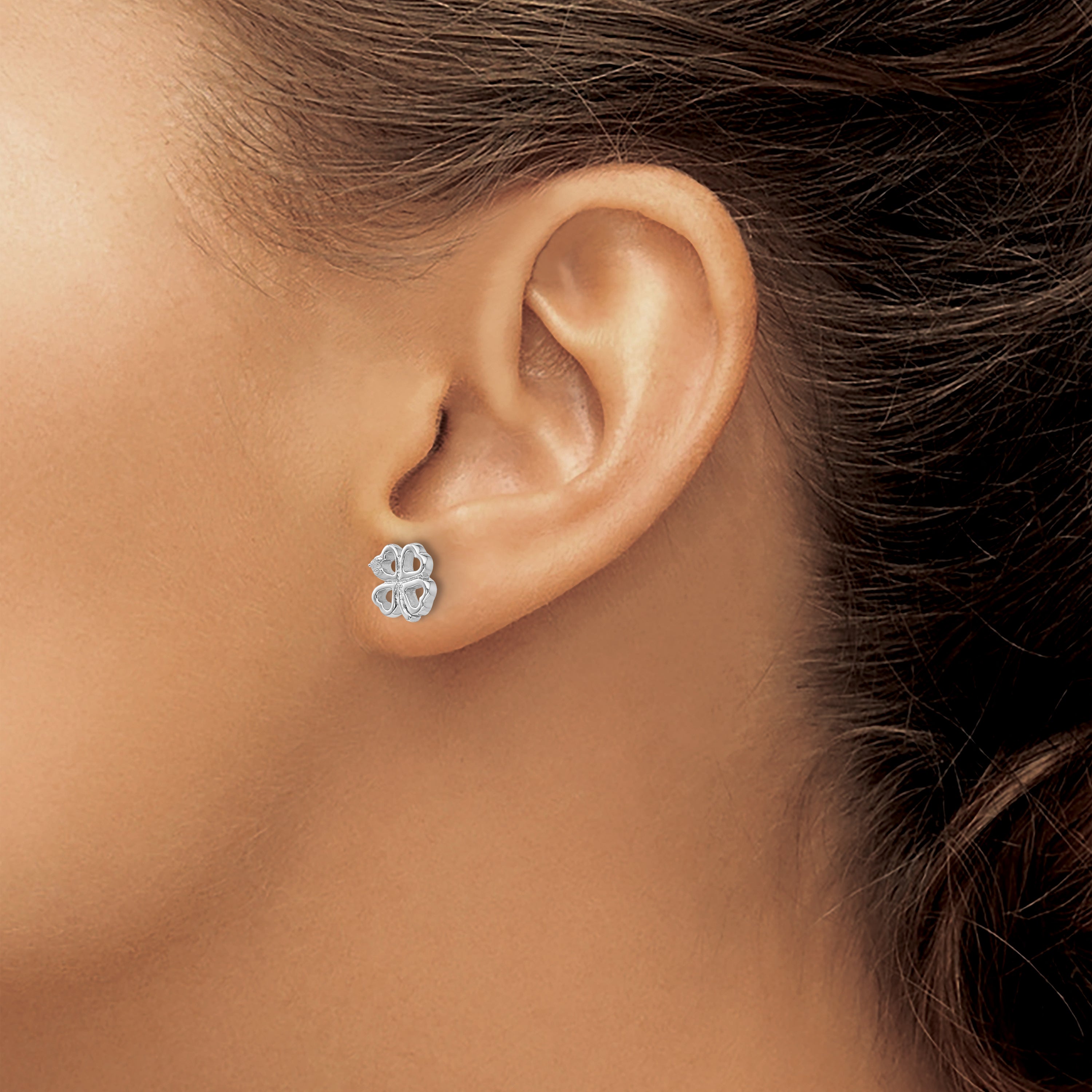 Sophia Jewelers White Ice Sterling Silver Diamond Clover Earrings