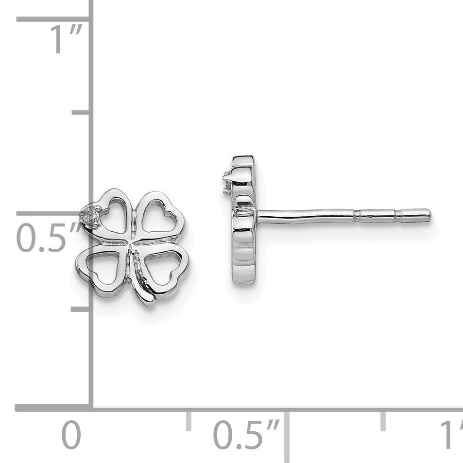 Sophia Jewelers White Ice Sterling Silver Diamond Clover Earrings