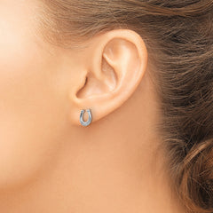 White Ice Sterling Silver Diamond Horseshoe Earrings with Rhodium Elegance